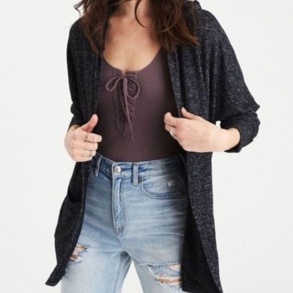 American Eagle Soft & Sexy Plush Grey Cardigan - Picture 1 of 5